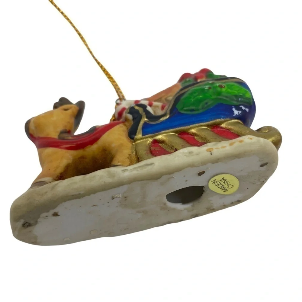 Christmas Ornaments Set of 3 Retro  Holidays Ceramic